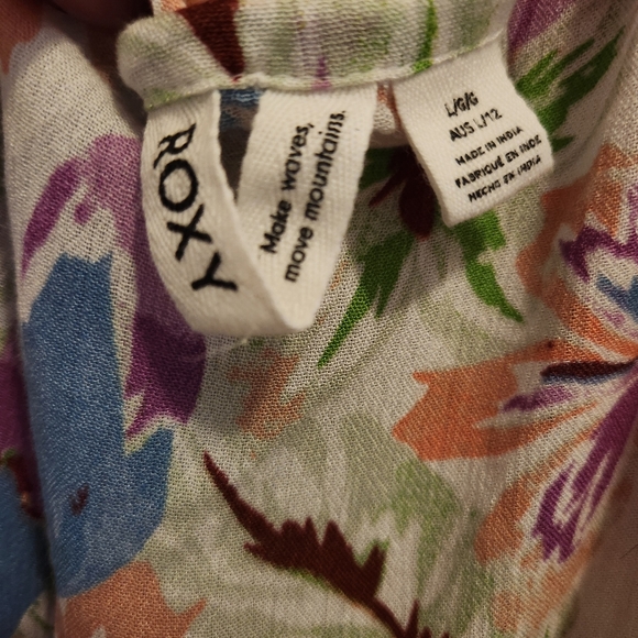🛍 3/$10 Roxy Floral Tropical Beachy Summer Fling Swimsuit Cover Up Mini Dress L - Picture 4 of 6